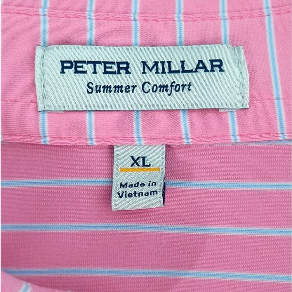 Peter Millar Summer Comfort Golf Polo Shirt Mens Sz XL Pink Stripe Short Sleeve - Picture 2 of 16